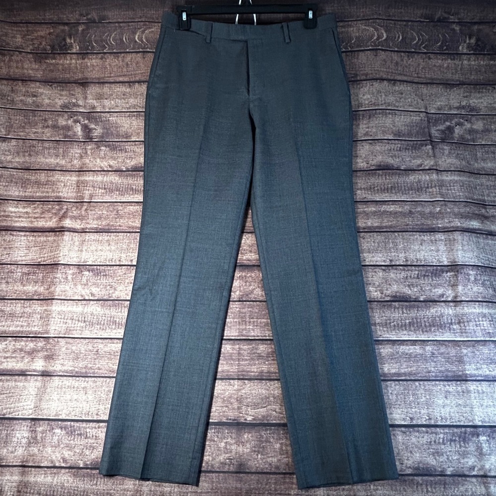 Banana Republic Mens Slim Fit Gray Marzotto Italian Wool Dress Pants 33x32